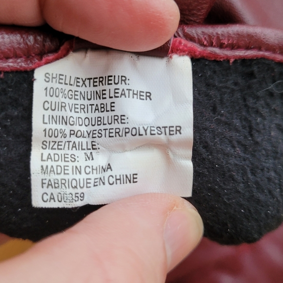 Leather Gloves Fleece Lined Driving Glove Red Burgundy M - Picture 5 of 8